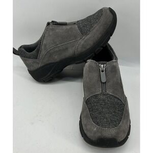 Lands End All Weather Insulated Suede Leather Zip Moc Shoes Gray Women's 6B